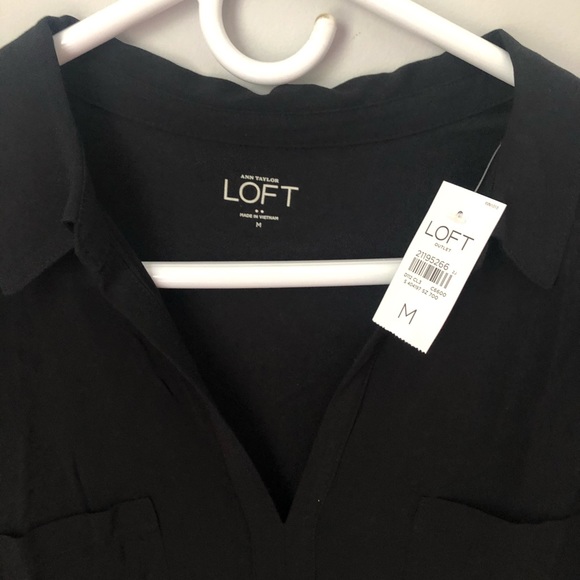 🆕 Loft Outlet Mixed Media Blouse Black - Picture 5 of 6